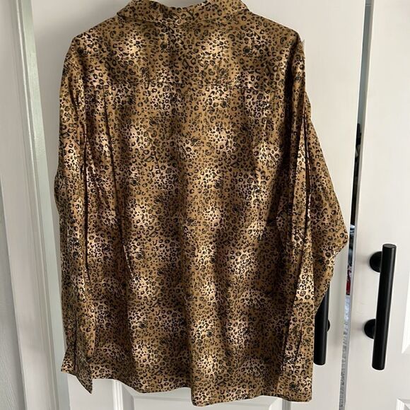 Quacker Factory leopard print cotton blouse tunic size XL NEW - Picture 4 of 5